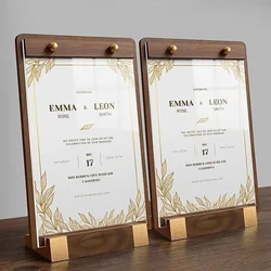 100x150mm L Shape Acrylic Sign Holder Display Stand Restaurant Table Menu Paper Holder Board Wood Photo Picture Poster Frame A6