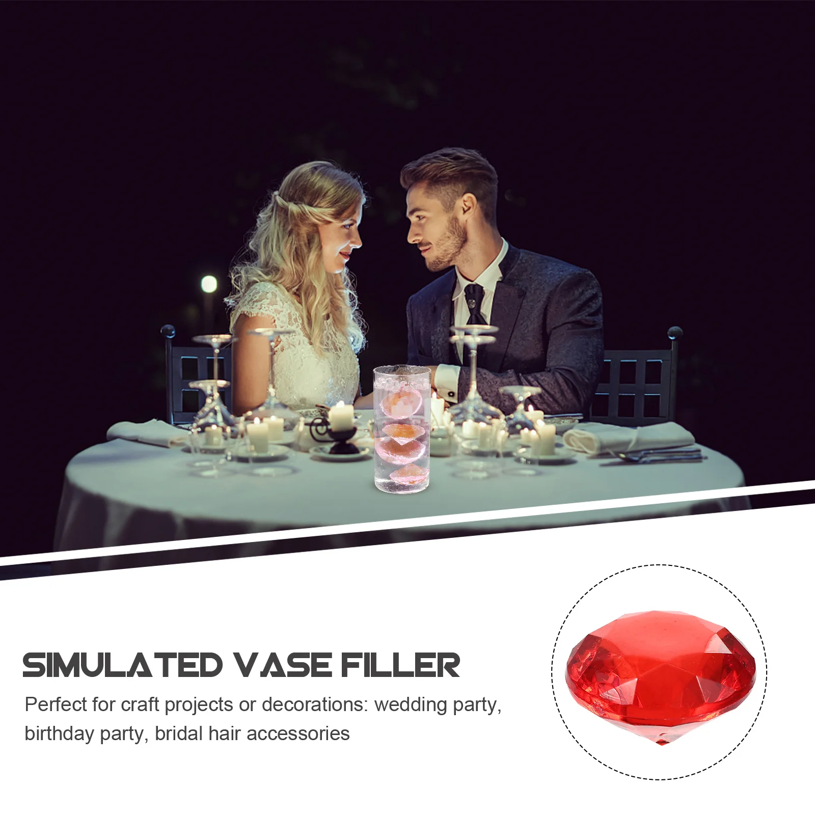 

1 Bag Artificial Gems Vase Filler Wear-Resistant Simulated Ornaments for Office Home Wedding Vase Decor Filler Craft