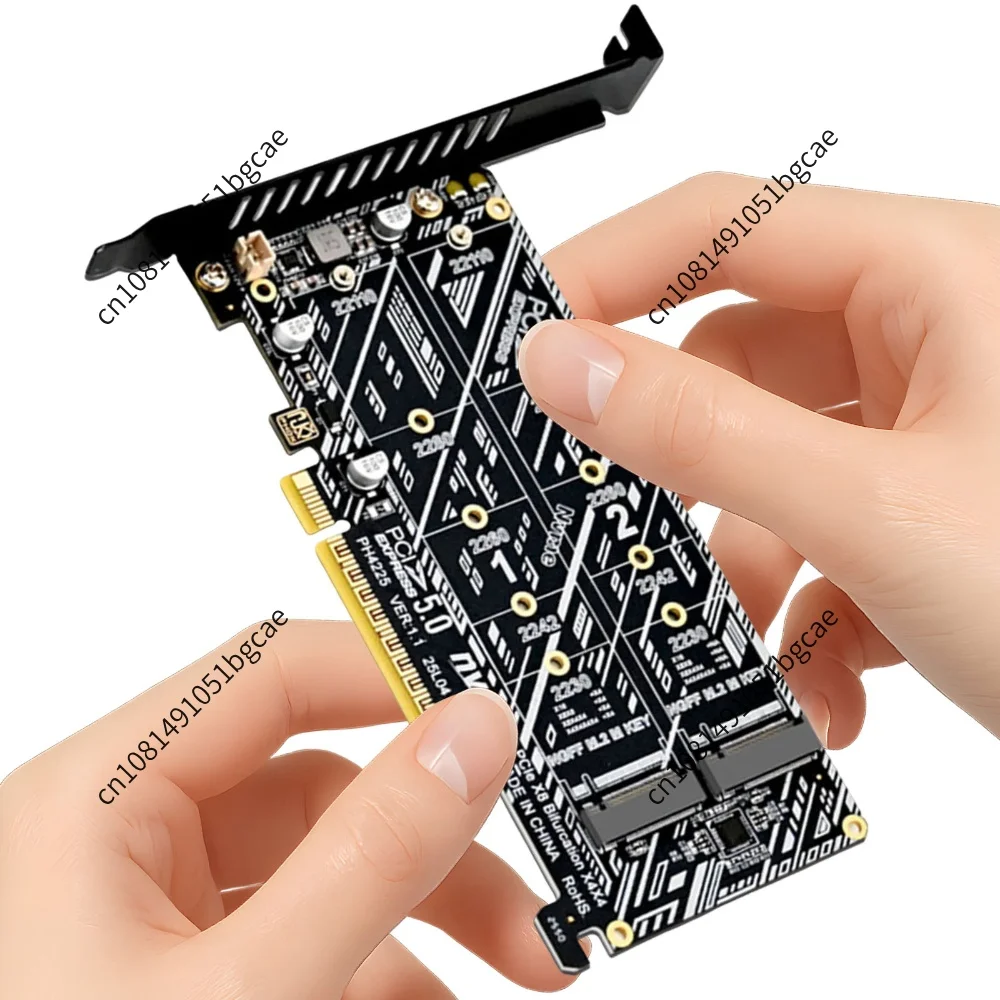 PCIe 5.0 X8 to Dual M.2 NVMe SSD Adapter Card PH4225 Support X4X4 Bifurcation Raid Expansion Board for Server Workstation