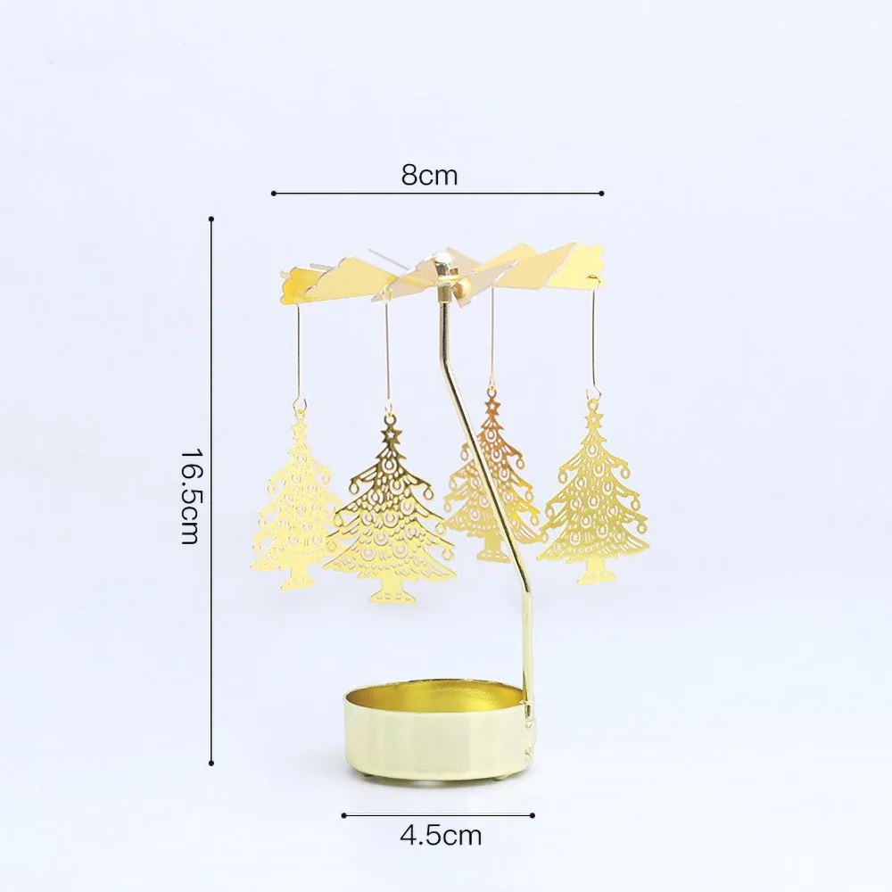 Picture 4: Gold Rotating Candle Holder Christmas Decor Metal Spinning Tealight Carousel DIY for Wedding Party Table Centerpiece Decoration