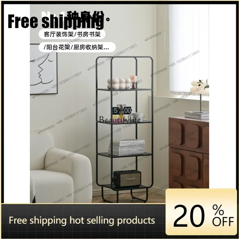 JJ Wrought iron floor rack against the wall small bookcase corner stand