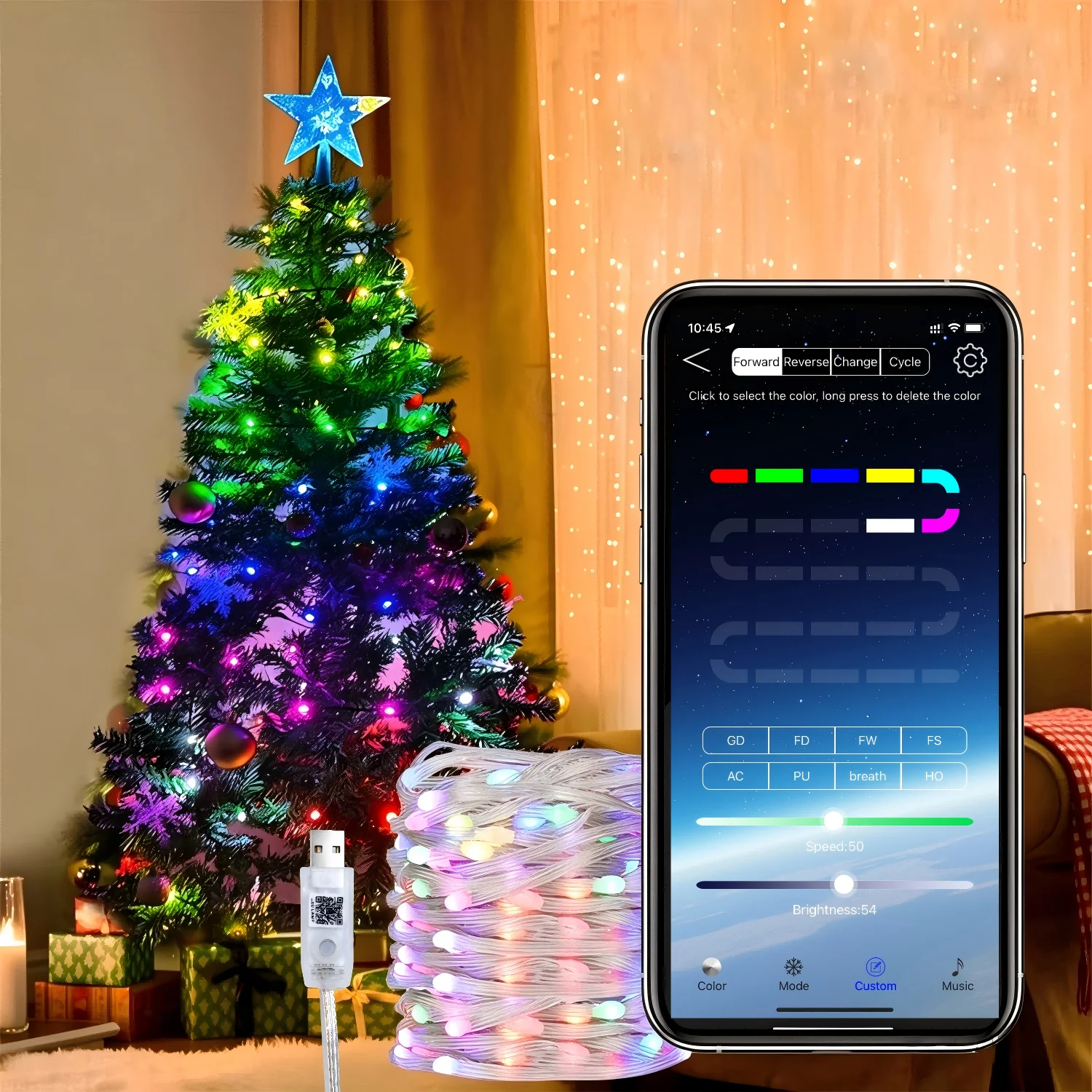 40M DIY USB Christmas Light LED Fairy Curtain String Lamp APP Control for Birthday Party Garland Xmas Tree Bedroom Holiday Decor