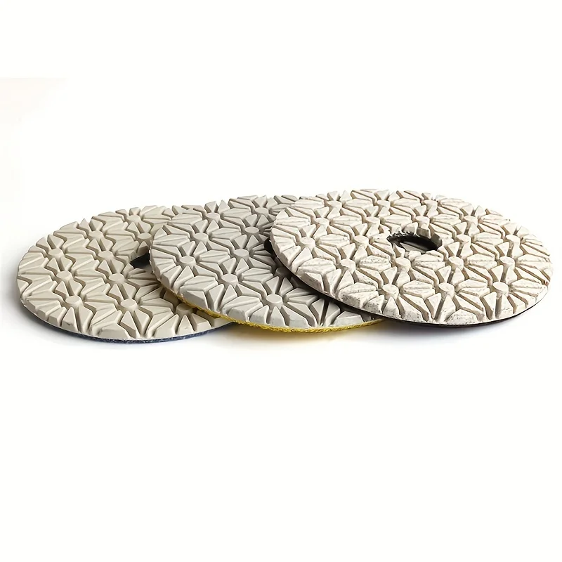 4 Inch 3 StepPolishing Pads Flexible Diamond  For Marble Granite Ceramic Tile Concrete   3Pcs