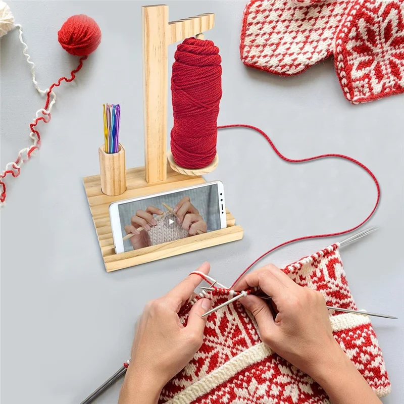

Versatile Wooden Yarn Holder Phone Stand, Crocheting Yarn Holder, Magnetic Yarn Ball Holder, Crocket Hook Storage Yarn Organizer