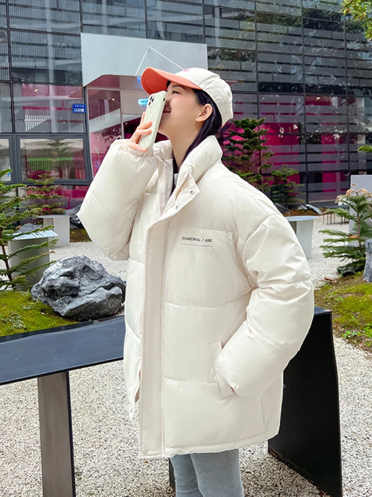 

2023 New Casual Oversize Winter Jacket Women Stand Collar Thick Teen Female Coat Loose Couple Parkas Women ' s Autumn jacket