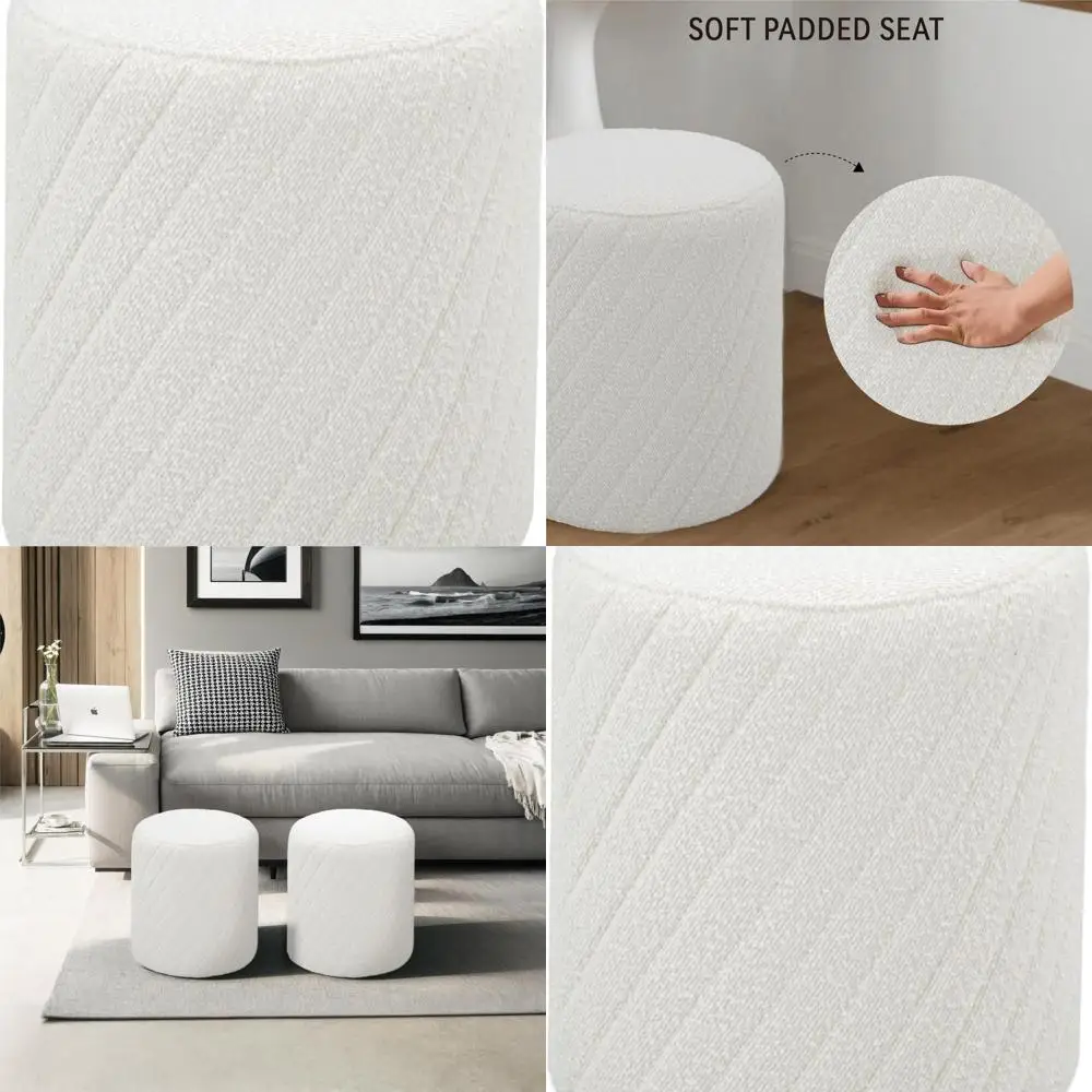 

Contemporary Padded Ottoman, Versatile Makeup Vanity Chair, Upholstered Footrest for Living & Bedroom