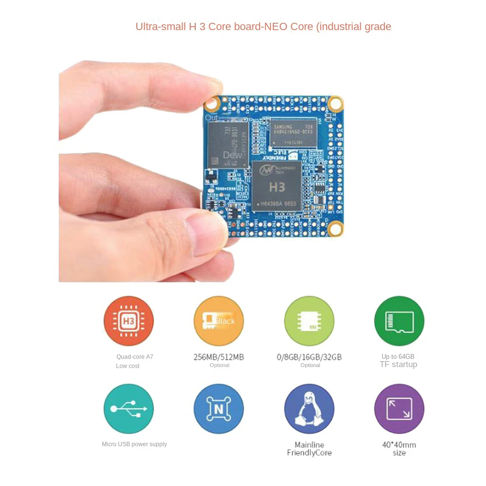 FEDI-For Nanopi NEO Core Allwinner H3 Quad Core EMCC Mini Core Board Iot Ubuntucore Development Board