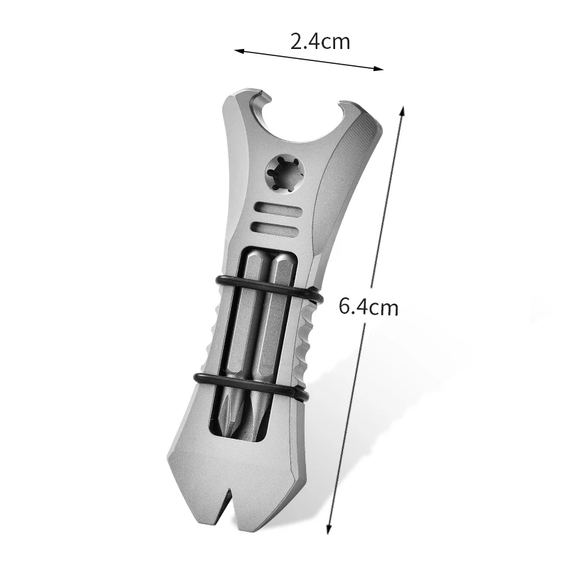 Outdoor EDC Mini TC4 Titanium Alloy Multi-function Sliding Rod Multi Screw Sliding Rod Bottle Opener Portable Gadget Tools