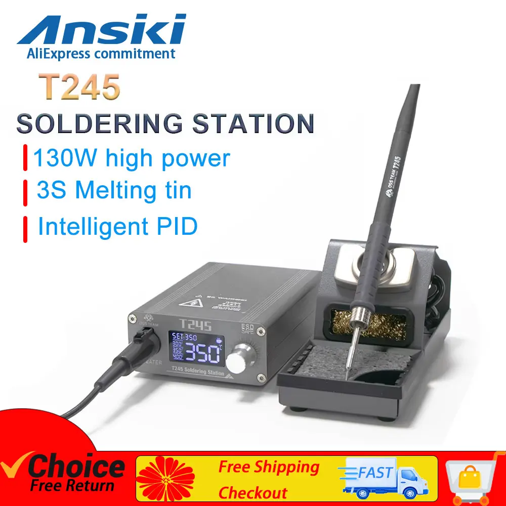

OSS T245 Precision Soldering Station 130W 3S Melting Tin LCD Display with T245 Tip for Mobile Phone Electronics Repair Tools