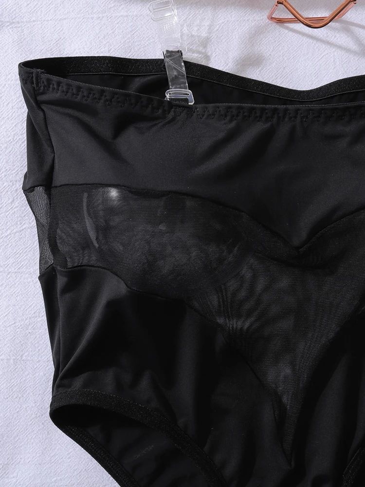 Fashionable See-Through Mesh Jumpsuit Sexy Lingerie Two-Piece Set Fitted Skirt Trendy Transparent Clothing for Women