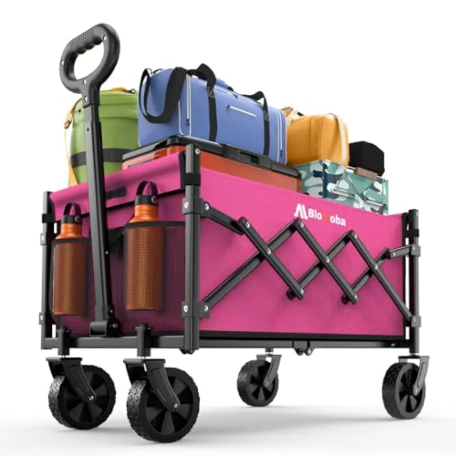 

Foldable Grocery Shopping Cart with Wheels for Garden Camping Sports Pink Lightweight Portable 220 lbs Capacity Collapsible Wag