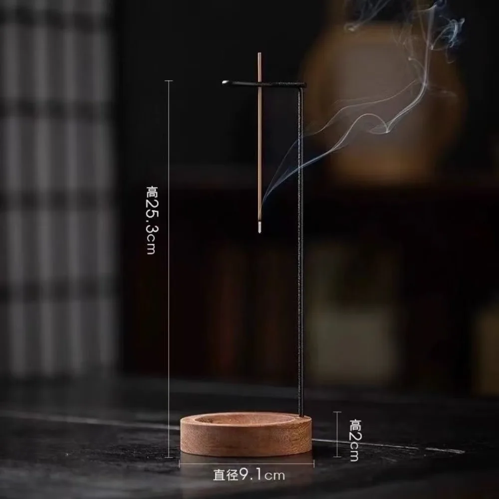 Lnsence Burner Upside Down Incense Burner Incense Stick Holder Wooden Round Incense Tray Ornament Bedroom Home Yoga Decoration