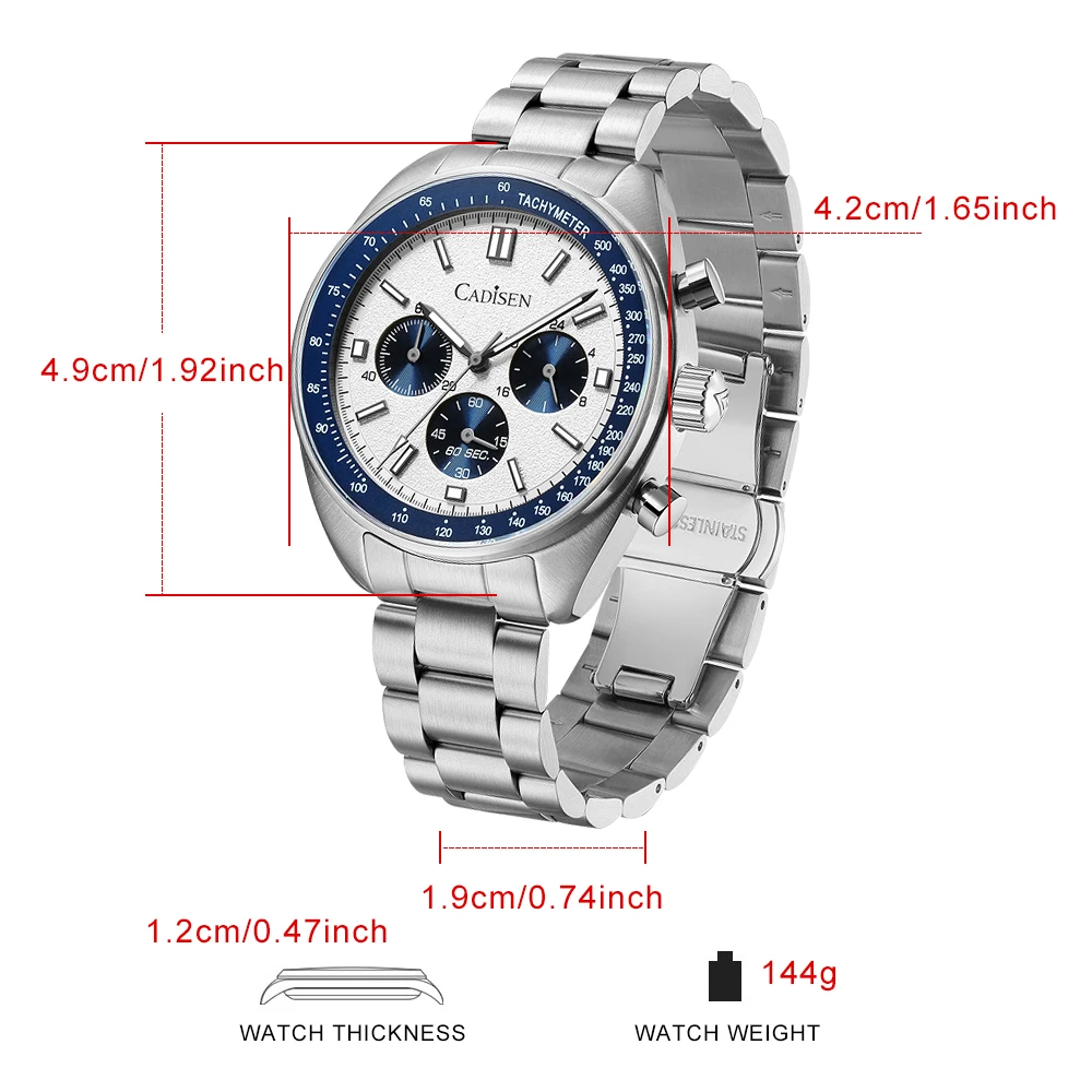 CADISEN 2026 Nieuwe Mannen Horloges Quartz Zakelijke Horloges Japan VD53 Heren Klok Horloge Mannen Chronograaf Horloge voor Mannen Gift Met doos