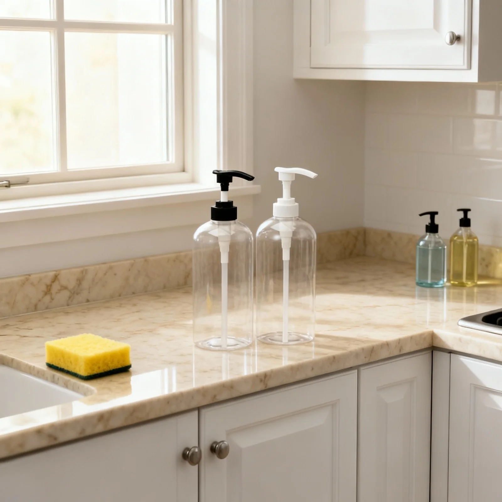 

2Pcs Press Pump Clear Soap Dispenser Plastic Hand Soap Shampoo Bottle Refillable Premium Pet Compact Design for Bathroom Travel