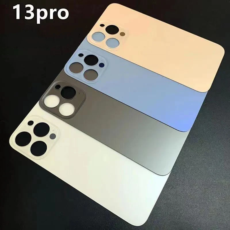 New For iPhone 13 Pro Max Battery Cover Rear Door For iPhone 13 Pro Big Hole Back Glass Panel Housing Case No Adhesive Copy