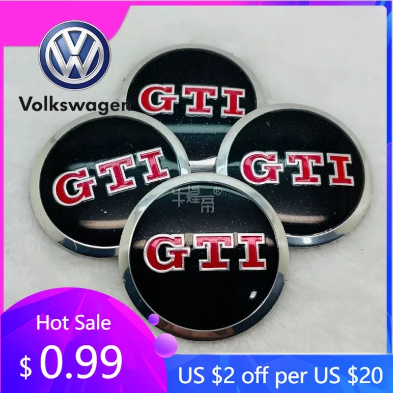 

2026 Hot For Volkswagen VW 65MM Car Wheel Hubcap Stickers Decals for Volkswagen RLINE GTI ABT Golf 5 6 7 Polo Passat Golf Tiguan