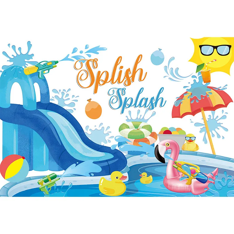 Avezano Summer Photography Background Splish Splash Sunshine Duck Pool Party Child Birthday Background Photo Studio Decoration