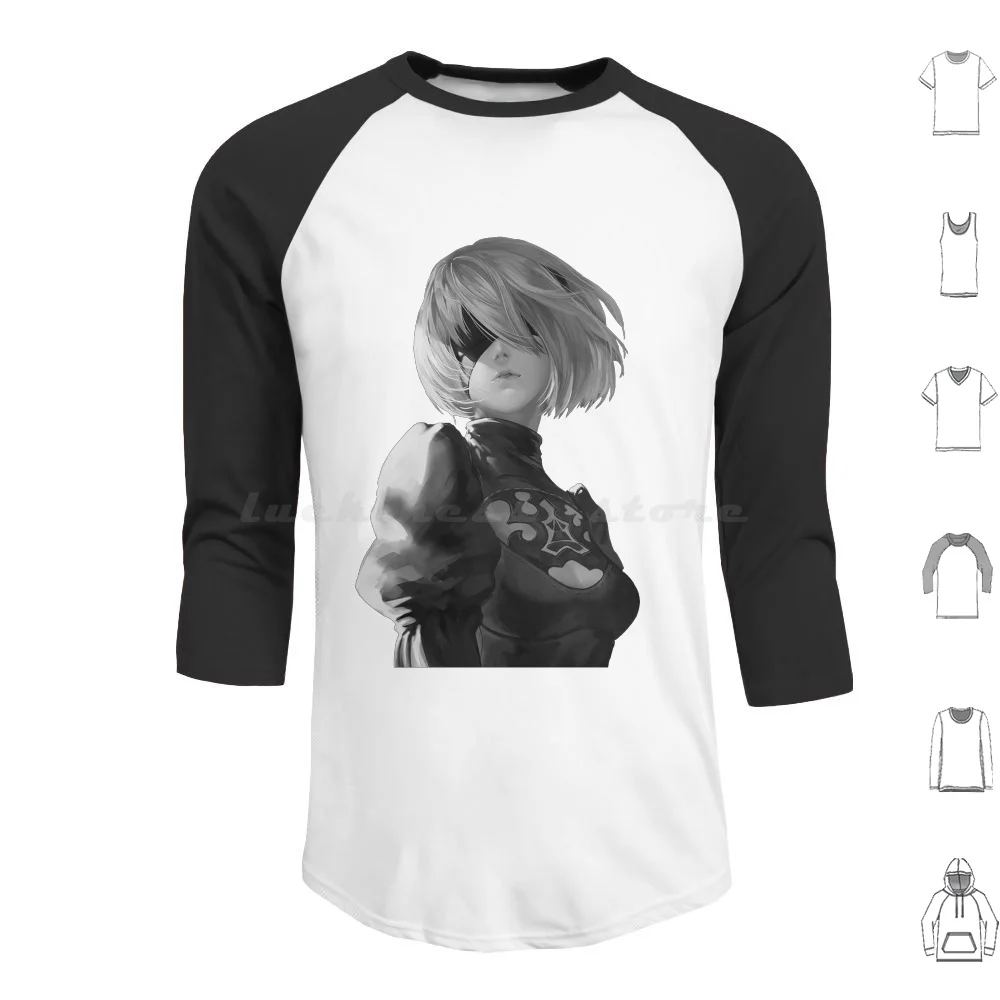 2B-Nier Automata Hoodies Long Sleeve Nier Automata Drakengard 2B 9S A2 Waifu Anime Waifu Material Anime Manga Games