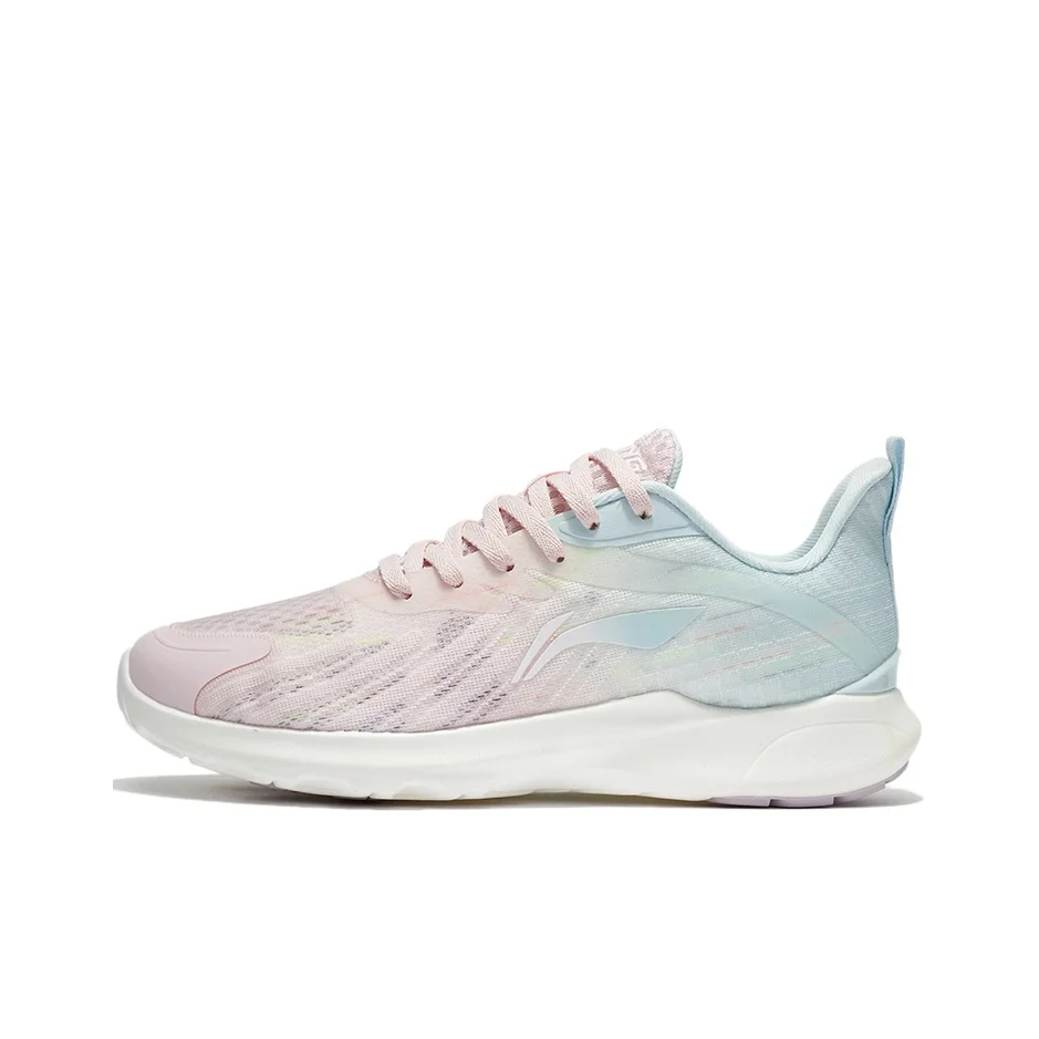 Li Ning Chaussures de course décontractées basses, antidérapantes, respirantes et légères pour femmes, rose et bleu
