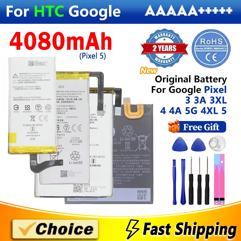 100% Original Battery For Google Pixel XL 3 3XL 3A XL 4 4A 5 5A 5 XL,G020E-B Brand New Replacement Phone Lithium Battery+Tools