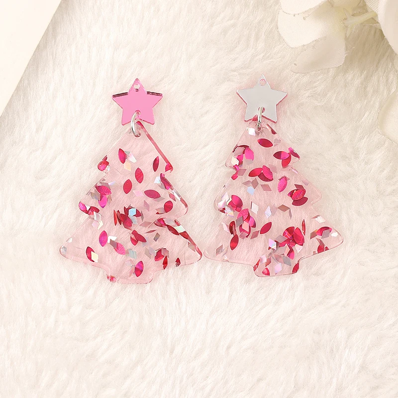 

8Pcs /lot Christmas Charms Acrylic Tree With Star Jewlery Findings For Necklace Diy Making