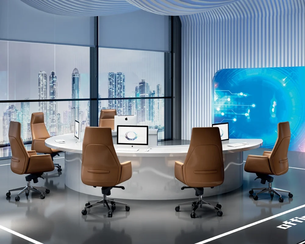 Meeting Room Customized White Style 12 Person Conference Table Luxury Glossy Unique Large Modern Brown Office