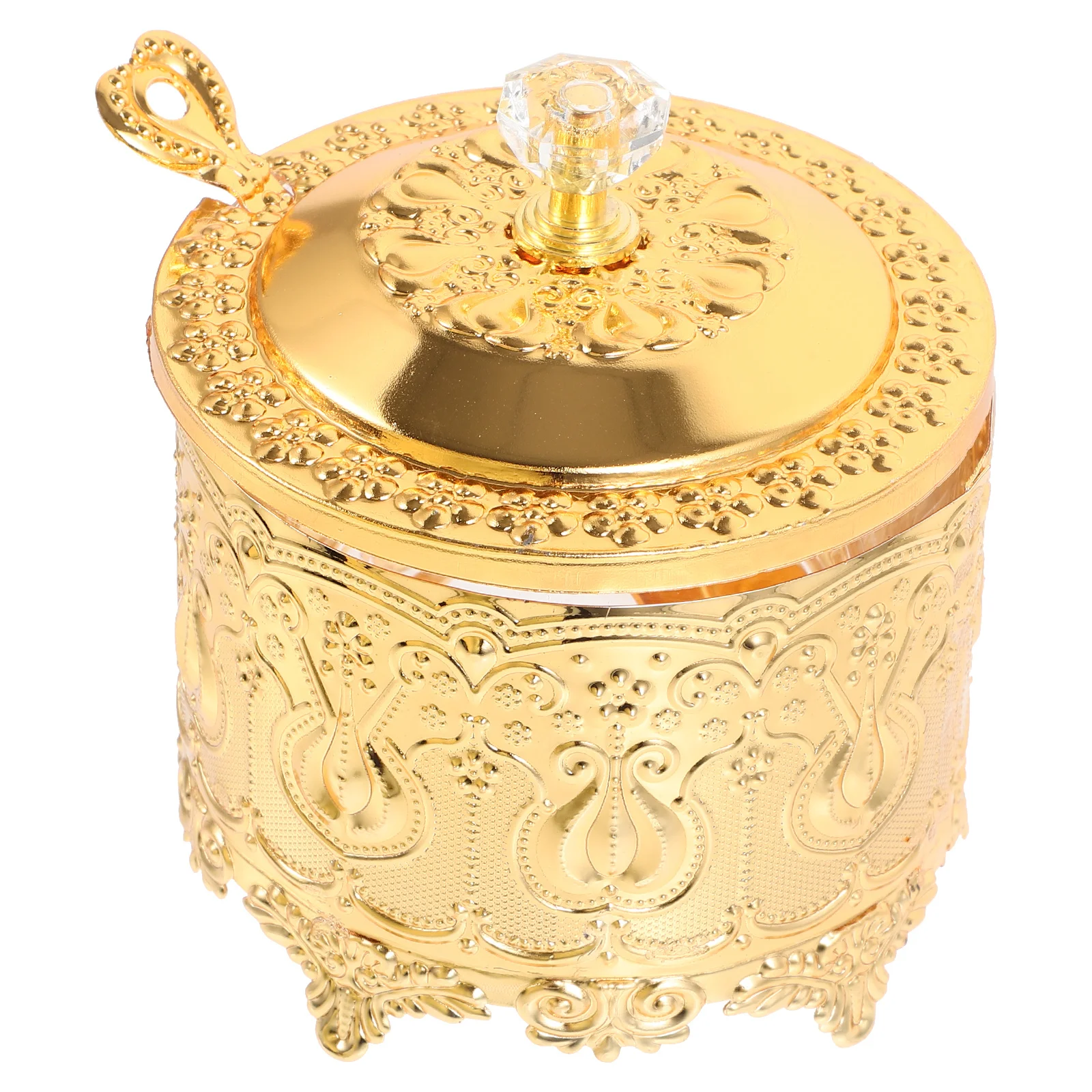 

European Style Embossed Candy Jar with Lid Glass Storage Jar for Kitchen Small Decorative Container Home Restaurant Use