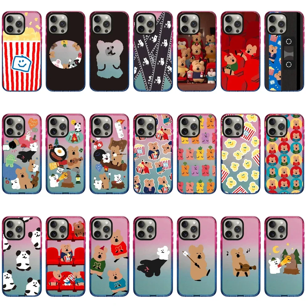 

Cartoon Popcorn 2.5 Acrylic Gradient Border Phone Case Cover for IPhone 12 13 14 15 Pro Max Case