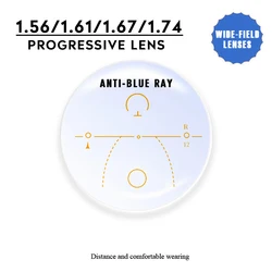 O-Q CLUB 1.56 1.61 1.67 1.74 Free-form Surface Wide Field Of View Anti-blue Light UV400 Progressive Multifocal Lenses 1 pair