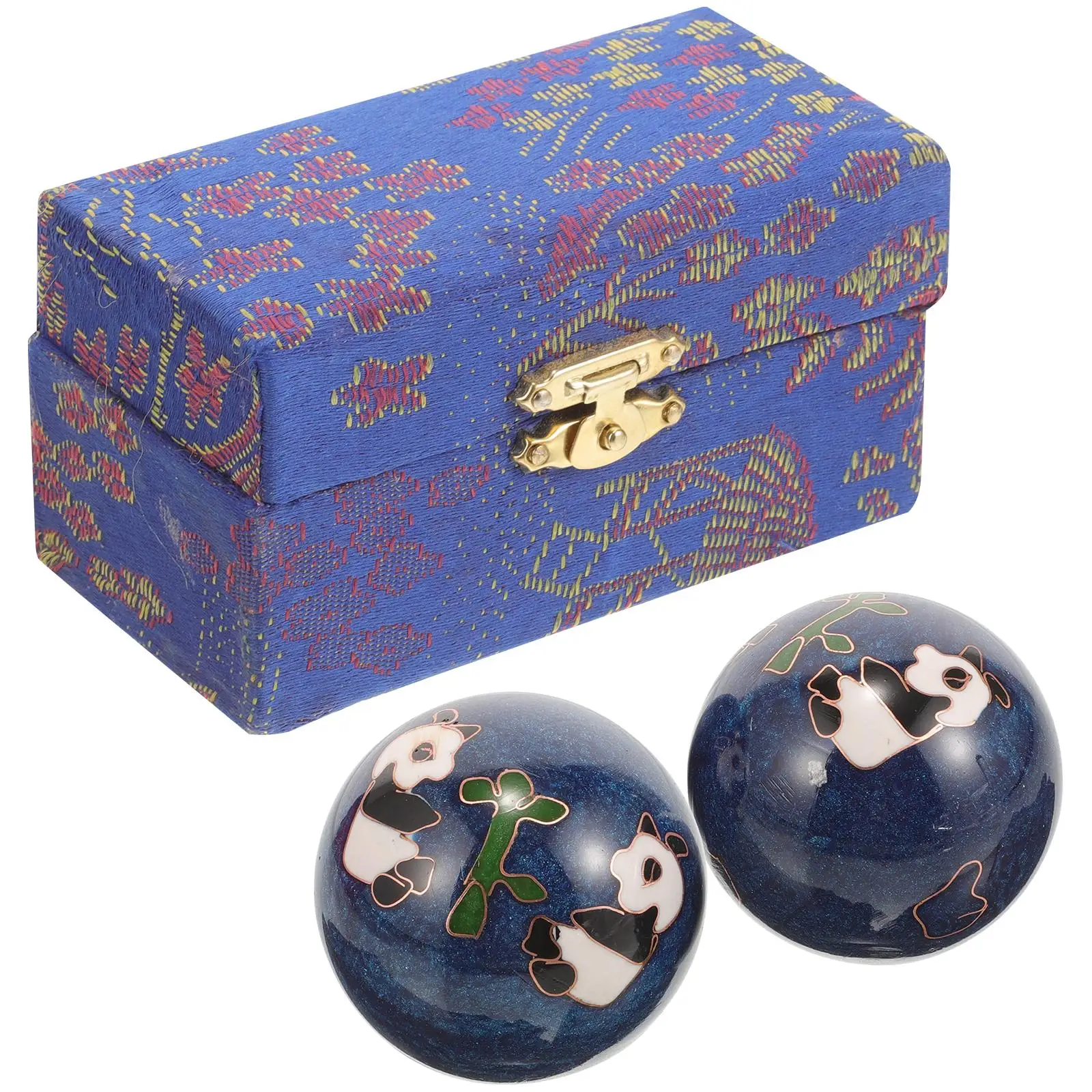 

2 Pcs Handball Brocade Box Enamel Hand Massage Balls Portable Exercise Hand Training Balls Muscle Stimulating Massagers
