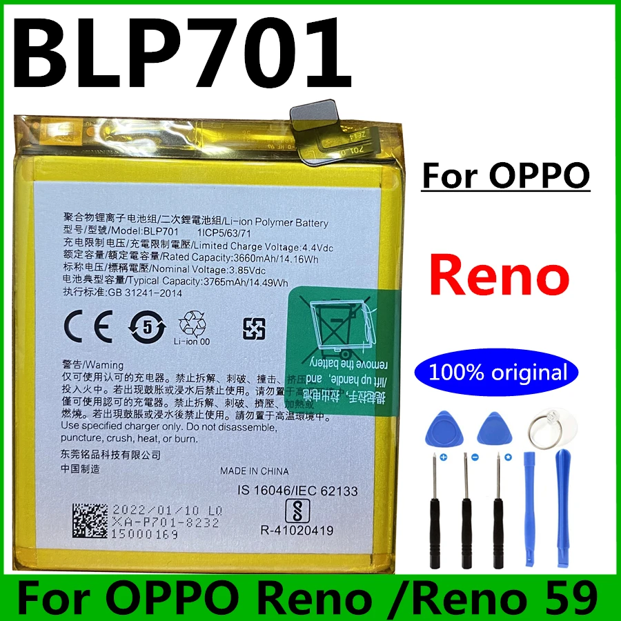 New Original Battery for Oppo Reno 2 Z F 2Z RenoZ Reno3 4 Pro 4 Lite 5G A92S A72 A73 BLP735 BLP737 BLP755 BLP789 BLP787 BLP797