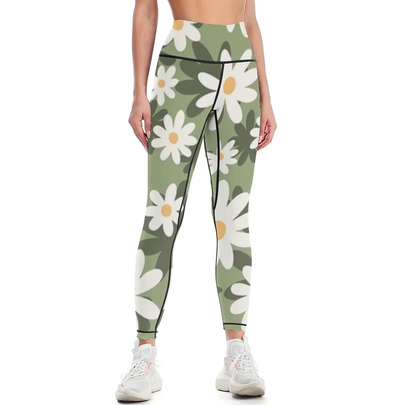 

Flower Market London Colorful Retro Daisies Leggings sports tennis for for physical sports for Womens Leggings