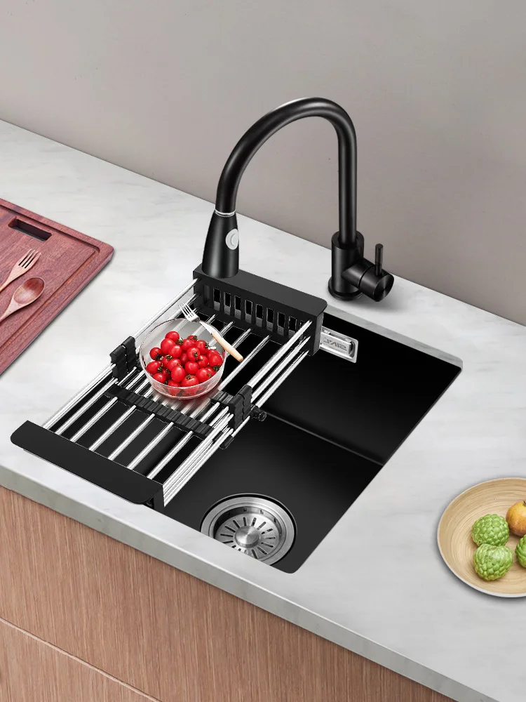 

Барная стойка, раковина из черного кварцевого камня, одинарная маленькая кухонная раковина для овощей под столешницей, раковина для мытья посуды, стирка