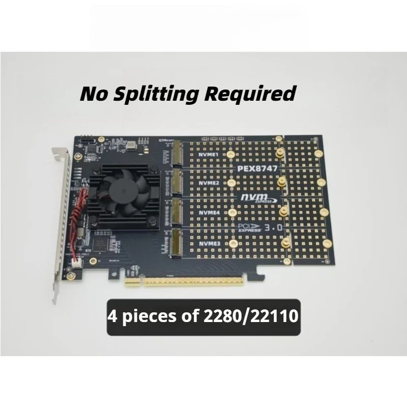 PLX8747 NVME Adapter Card Expand 4 M 2 SSDs Without Motherboard Split