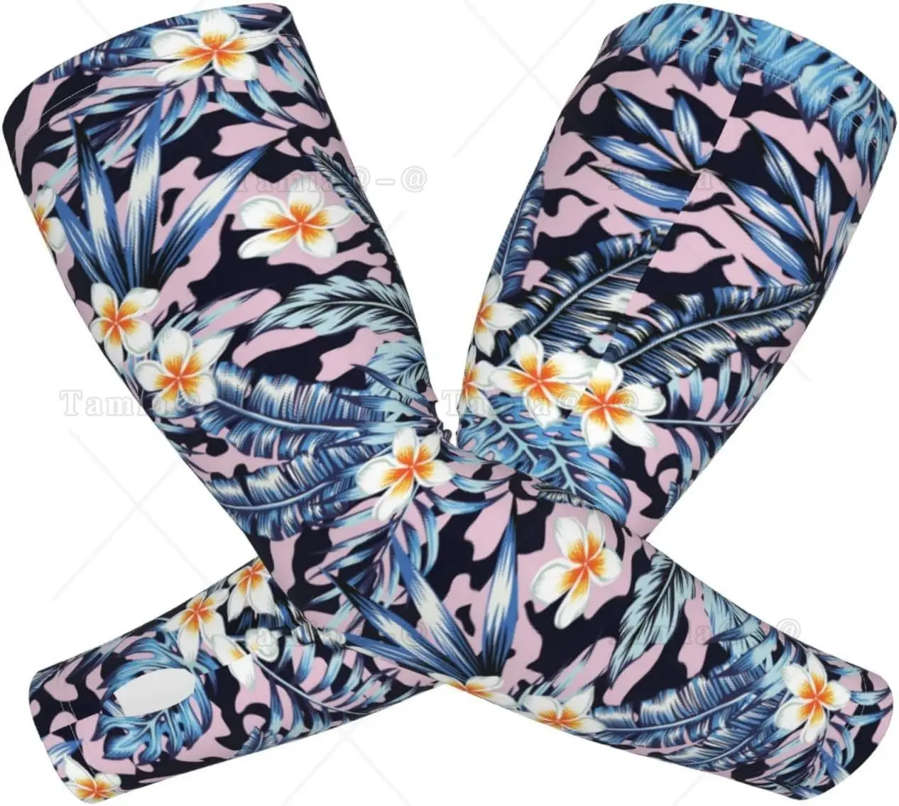 Kühlende Ärmel mit hawaiianischen Blumen und Blumenmuster für Damen und Herren, modische Sonnenschutz-Armmanschetten mit Daumenloch
