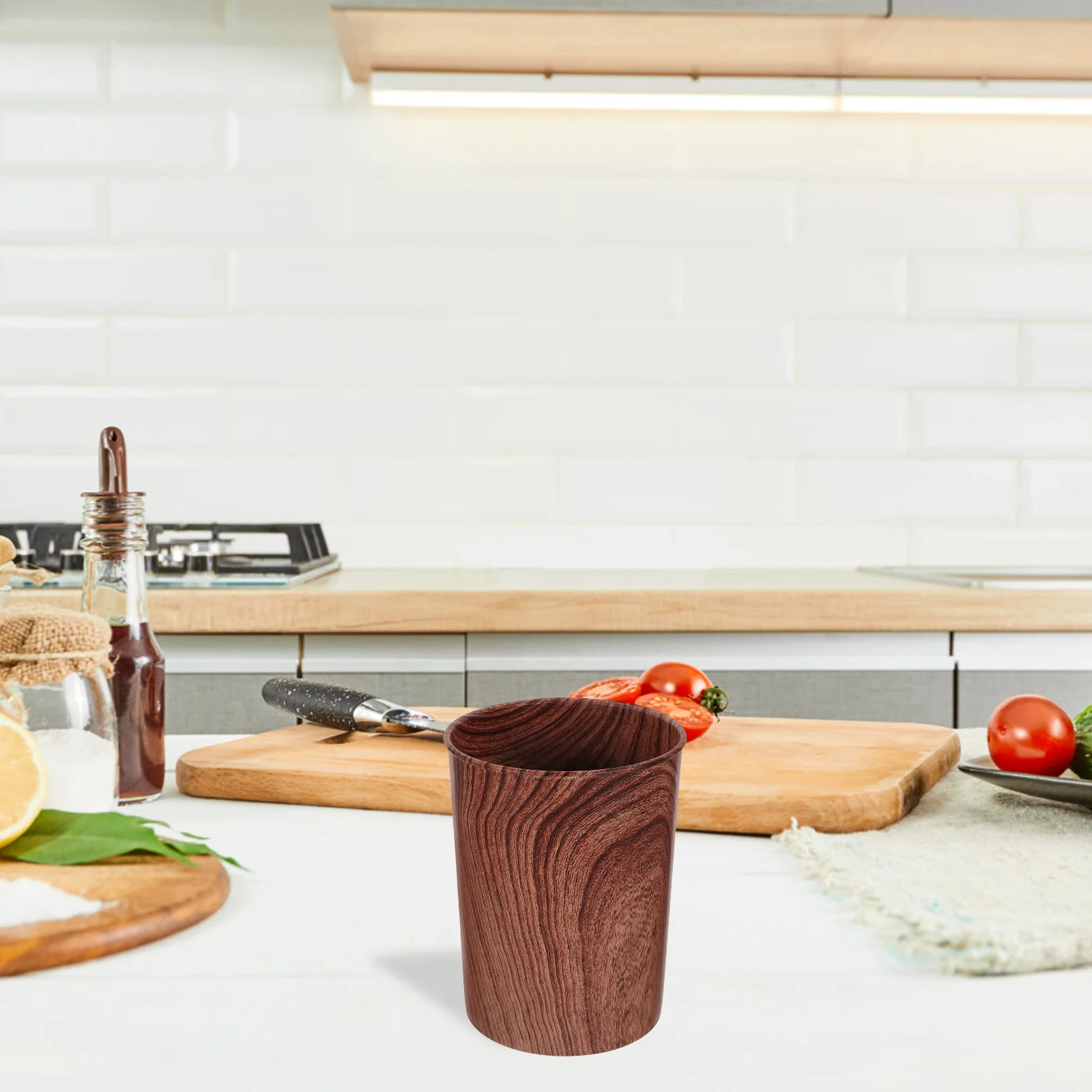 

Vintage Wood Grain Kitchen Storage Container Utensil Holder Flatware Organizer Tableware Organizer Chopsticks Holder