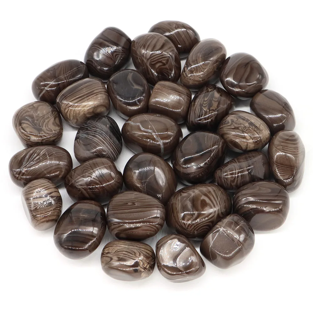 Natural Tumbled Stone Coffee Zebra Jasper Reiki Healing Gems Energy Crystal Ore Mineral Specimen Home Garden Tank Aquarium Decor