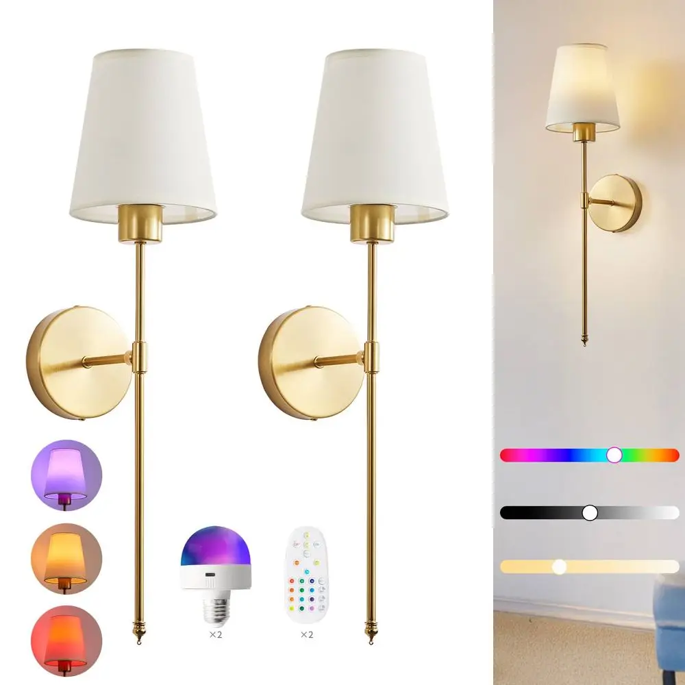 

Набор из 2 перезаряжаемых настенных светильников RGB с пультом дистанционного управления, 15 цветов, с регулируемой яркостью, для спальни, гостиной, прихожей, ванной комнаты, кухни, A