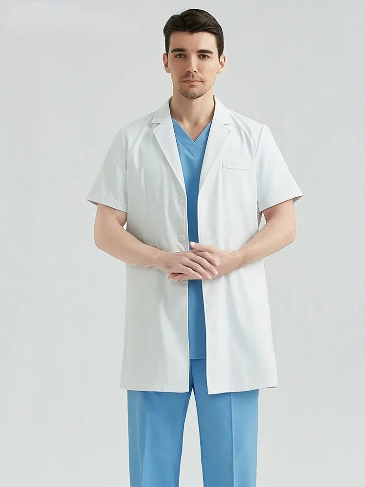 High-end white coat men's long cuff cavity cosmetic plastic hospital medical beauty doctor work clothes in long