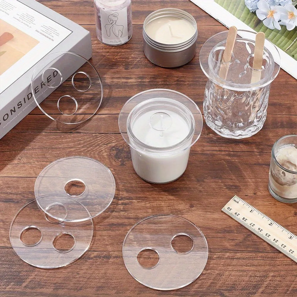 6Pcs 3 Styles Candle Wick Centering Tool Holder | 1/2/3 Hole Acrylic Candle Wick Holder for DIY Candle Making & Craft Projects