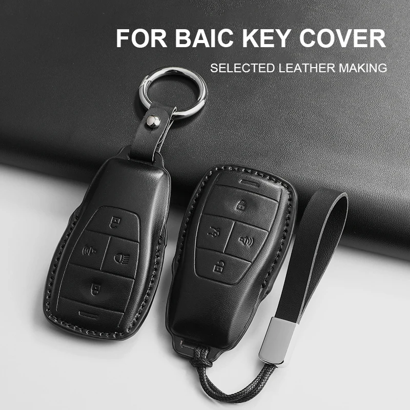 

Pu Leather Car Key Case Cover Bag For BAIC Beijing X7 BJ40 BJ60 BJ90 Senova D50 D70 X55 X65 EU5 EU7 Keyring Keychain Accessories