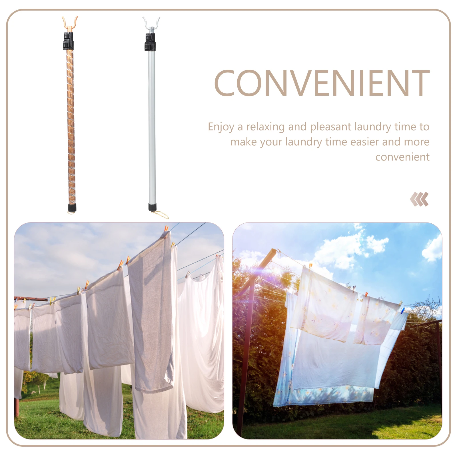 

2Pcs Simple Design Aluminum Clothes Fork Pole Retractable Laundry Reaching Tool Hanger
