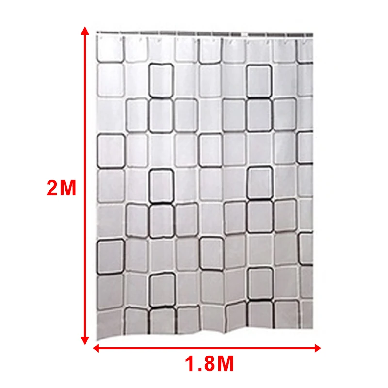 Bathroom Shower Curtain Waterproof Extra Long with Hook Mildew Resistant 200CM