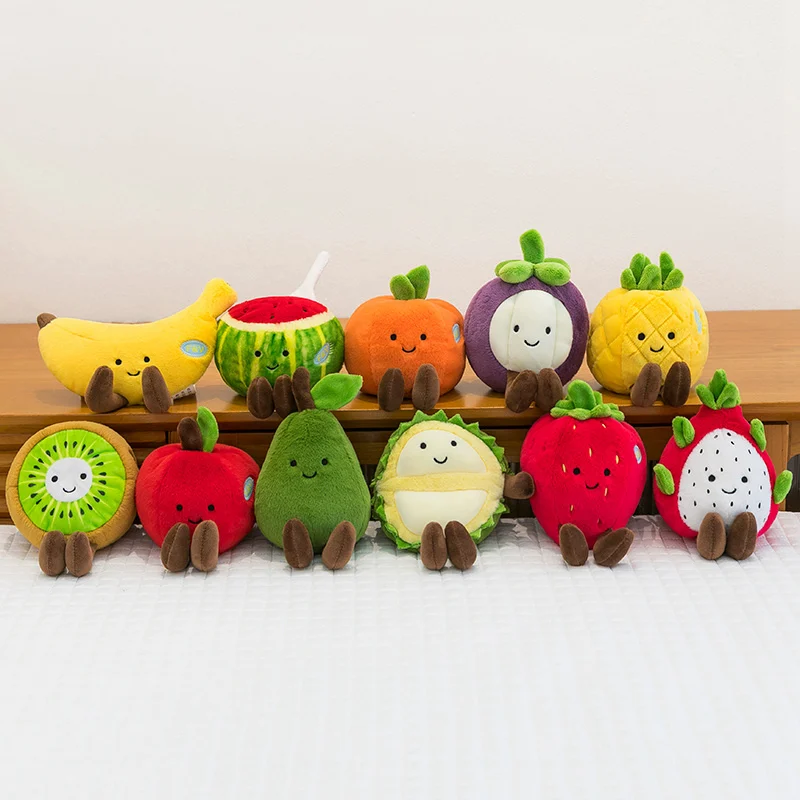 Jouet de Fruits écologiques, peluche mangosteen, Durian Kiwifruit, banane, fraise, poire, pomme, Orange, pastèque, ananas