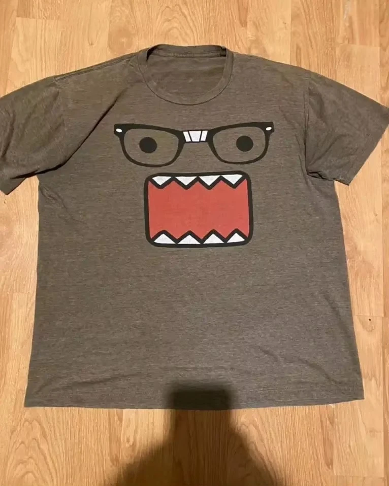 Domo Kun Wears Glasses Cartoon T-Shirt Cotton Graphic Tee Men Women Summer Streetwear