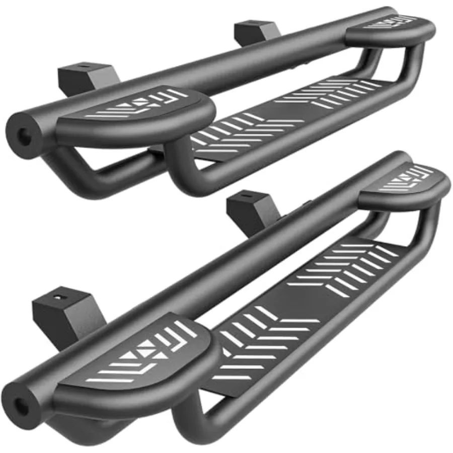 

Running boards for Jeep JL: two-stairs design drop side steps in black powder-coated steel, compatible with 20182026 Wrangler J
