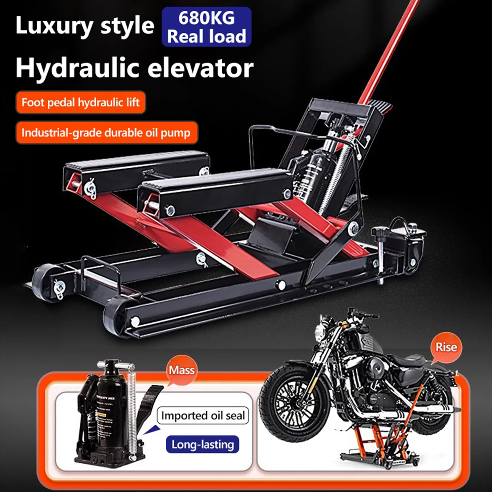 Motorcycle Hydraulic Lift 680kg/1500lbs Load Capacity Motorcycle Repair Hydraulic Parking Rack for Garage