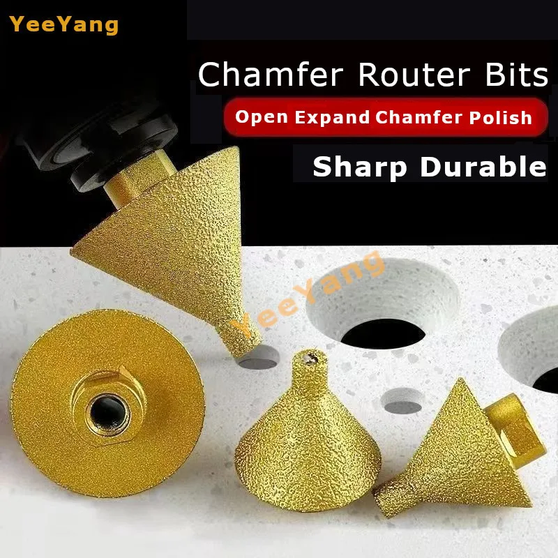 M10 Diamond Chamfer Router Bits Dia 38mm/50mm Milling Tile Cutter Marble Concrete Hole Saw Masonry Drilling Crowns