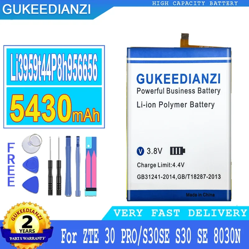 

5430mAh GUKEEDIANZI Battery Li3959t44P8h956656 For ZTE 30 Pro 30Pro S30SE S30 SE 8030N Big Power Bateria