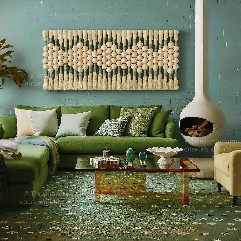Tapeçaria de parede macrame estilo marrocos artesanal boho arte de parede com borlas para quarto sala de estar itens de casa